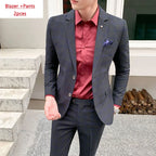 Boutique Plaid Three-Piece Business Suit