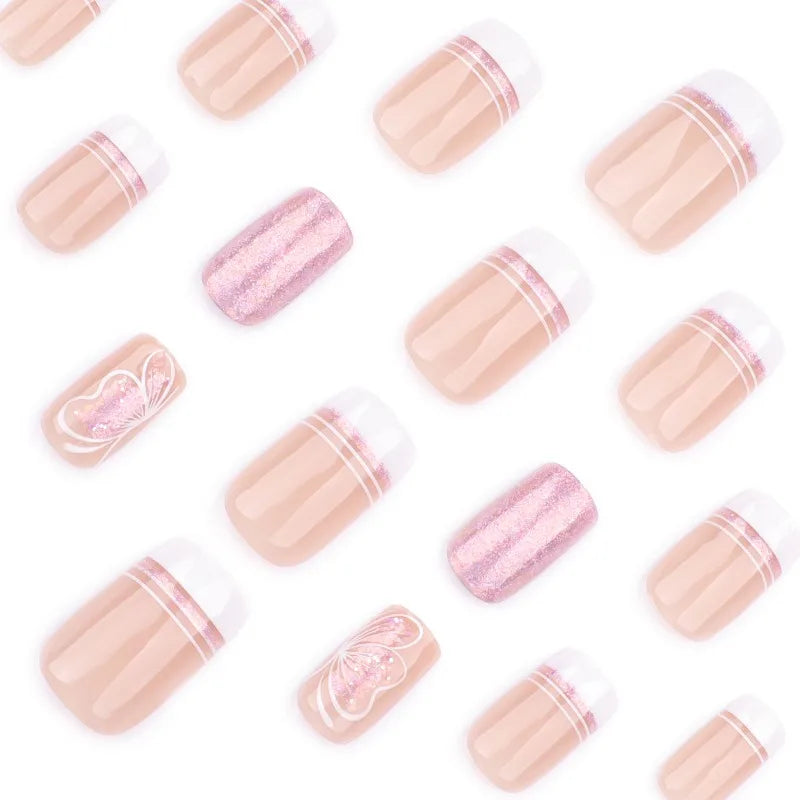 Short Square Press Nails Gradient