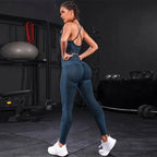 Nylon Geometric Print Sleeveless Two-Piece Yoga Set
