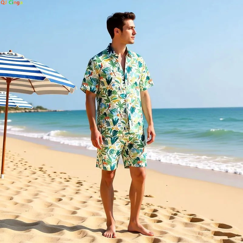 Cotton Floral Shirt Shorts Set