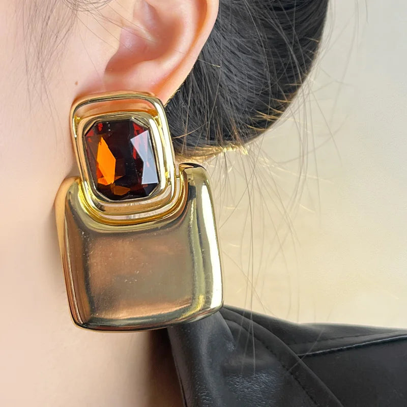Vintage Geometric Crystal Earrings
