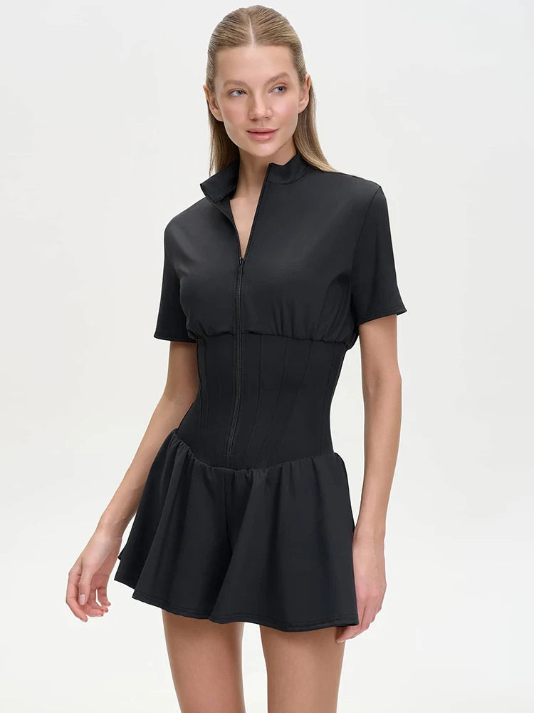 Mozision Sleek Zip-Front Slim Playsuit