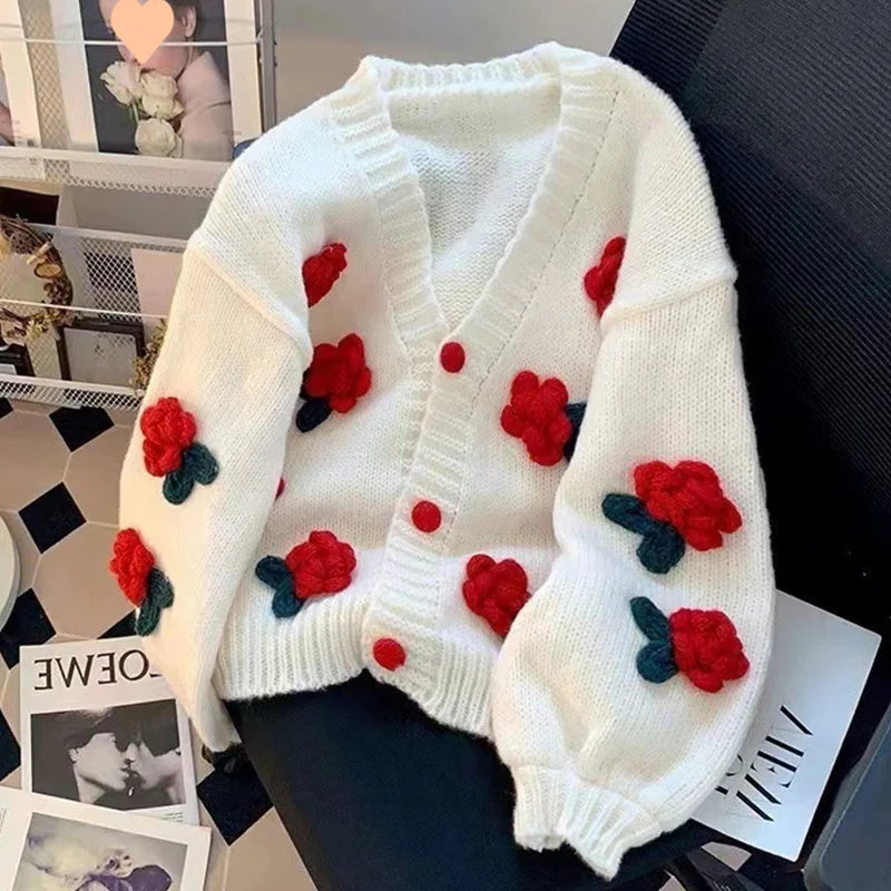 3D Flower Knit Cardigan