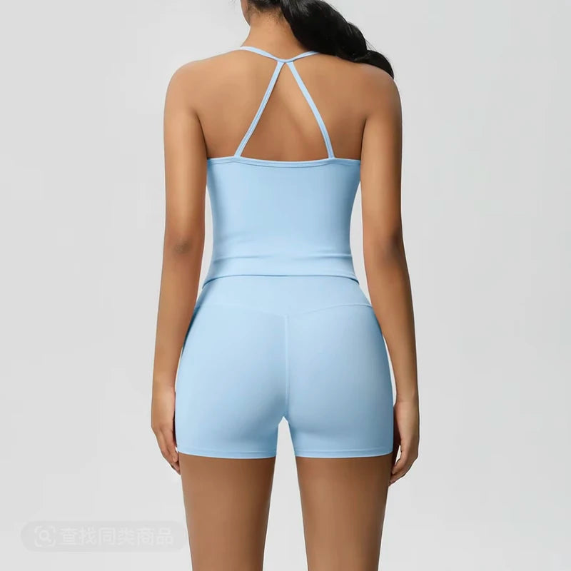 Everyday Solid Sleeveless True-To-Size Fit Two-Piece Yoga Set