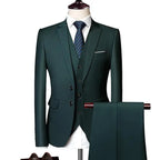 Three-Piece Solid Two-Button Suit Set