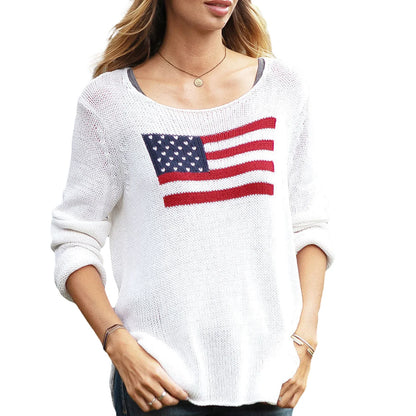 USA Flag Print Knit Sweater