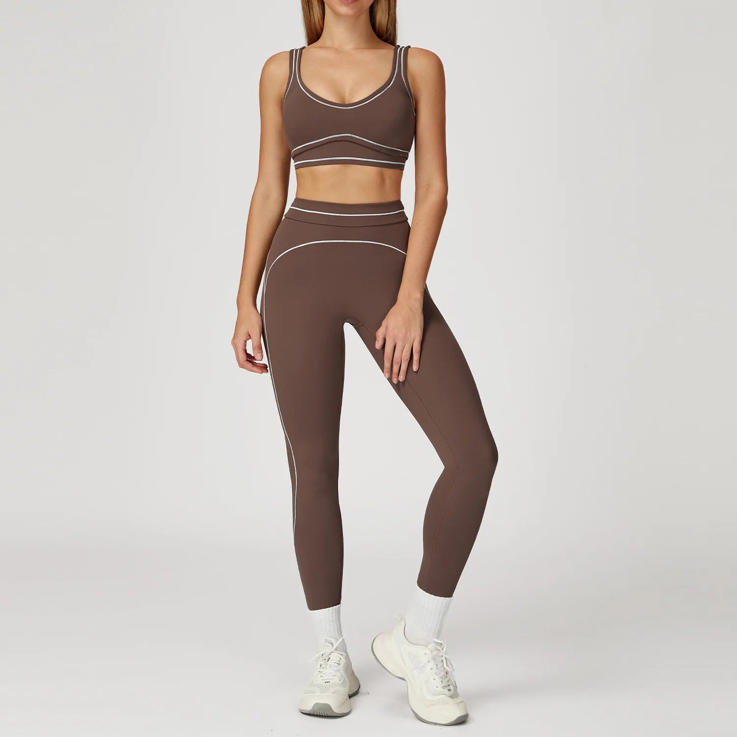 Knit Construction Sleeveless True-To-Size Fit Two-Piece Yoga Set