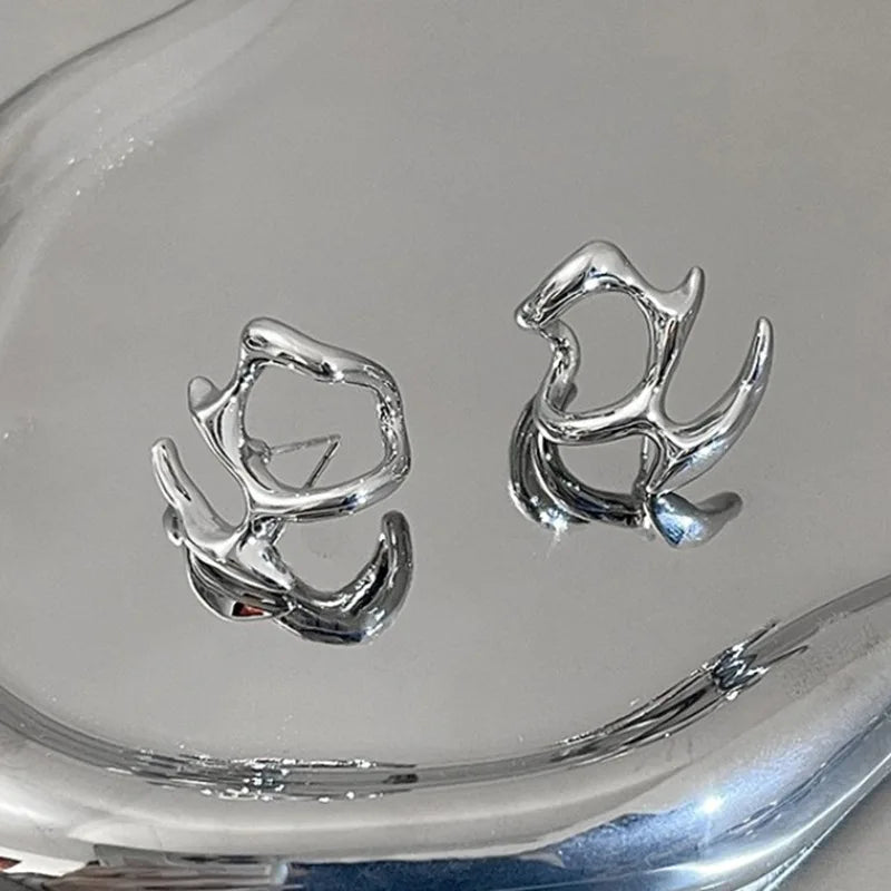 Irregular Metal Clip Earrings