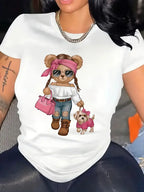 Broadcloth Floral Print Crew Neck T-Shirt