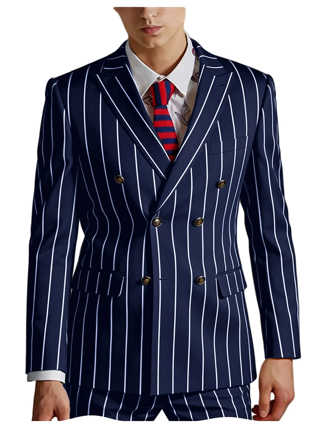 Pinstripe Double-Breasted Slim Tuxedo