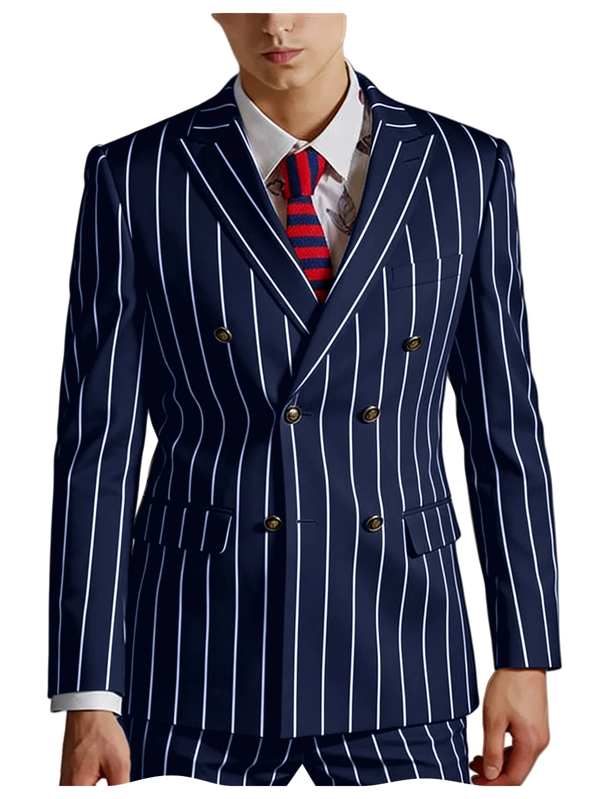 Pinstripe Double-Breasted Slim Tuxedo