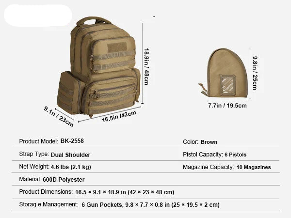 Tactical Pistol Range Backpack