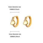 Hollow zircon heart earrings