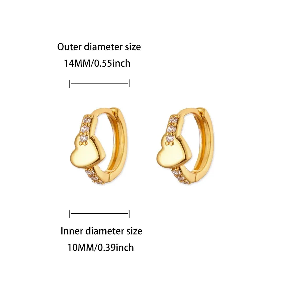 Hollow zircon heart earrings