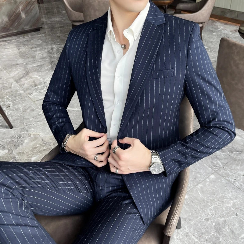 Striped Slim Two-Piece Business Suit