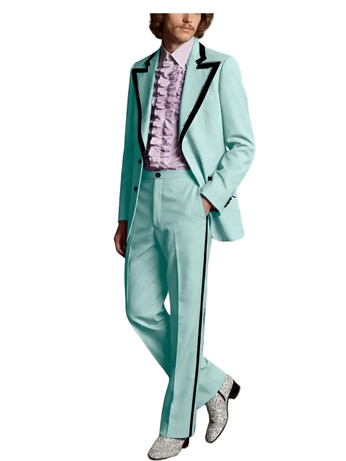Black Trim Slim Tuxedo Suit Set
