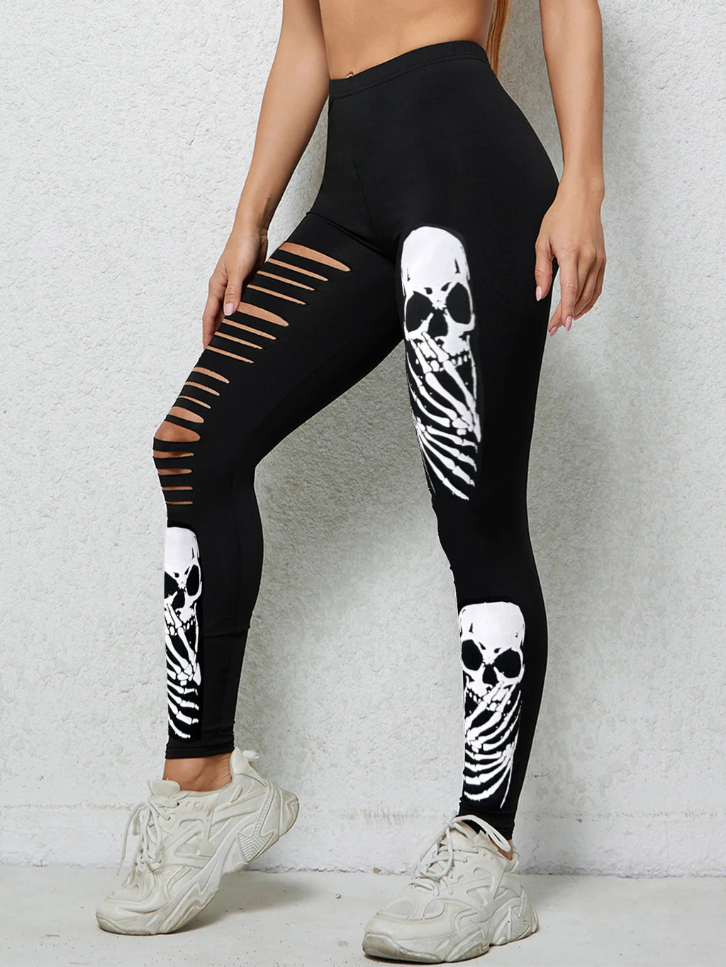 Skull Print Nine-Point Leggings