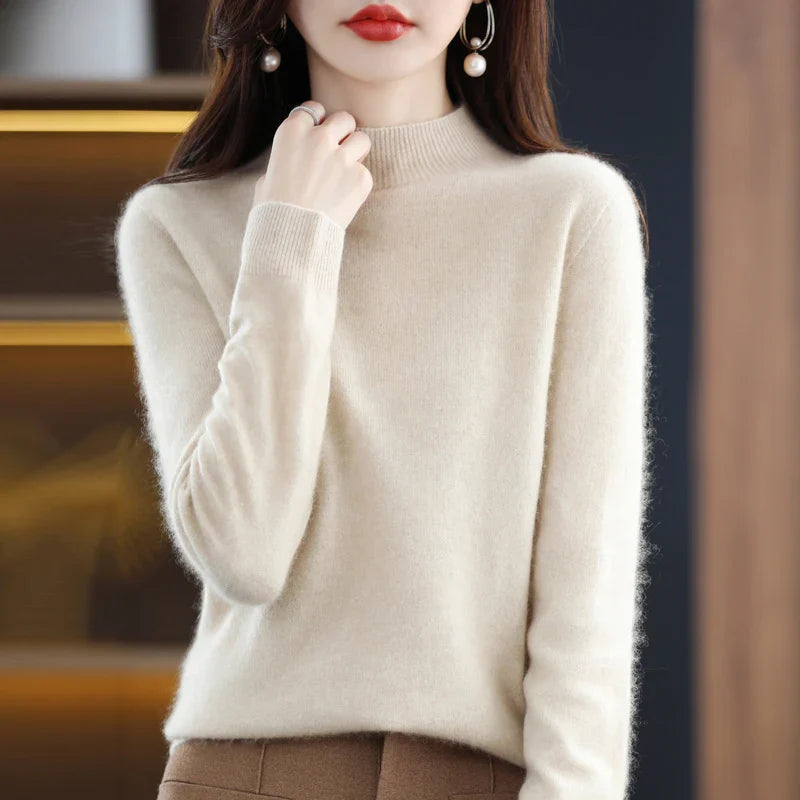 Merino Wool Mock Neck Sweater