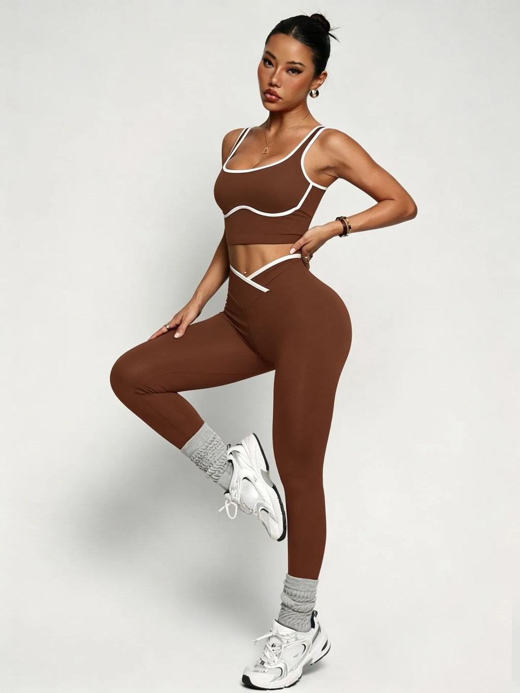 Blended Patchwork Pullover Slim Fit Two-Piece Yoga Set
