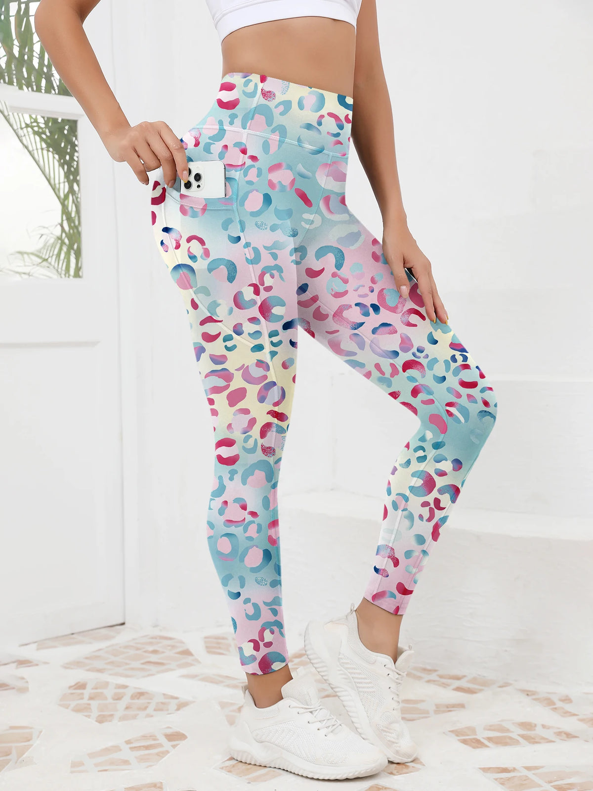 Printed Welt-Pocket Ankle Yoga Pants