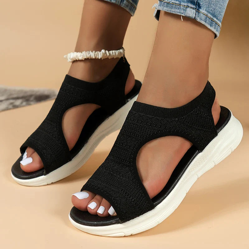 Mesh Platform Wedge Sandals