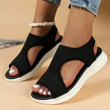 Mesh Platform Wedge Sandals