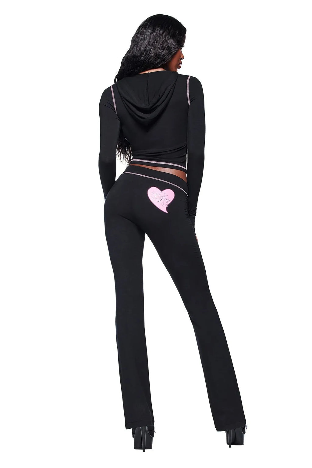 Blended Graphic Print Zip Front Two-Piece Yoga Set