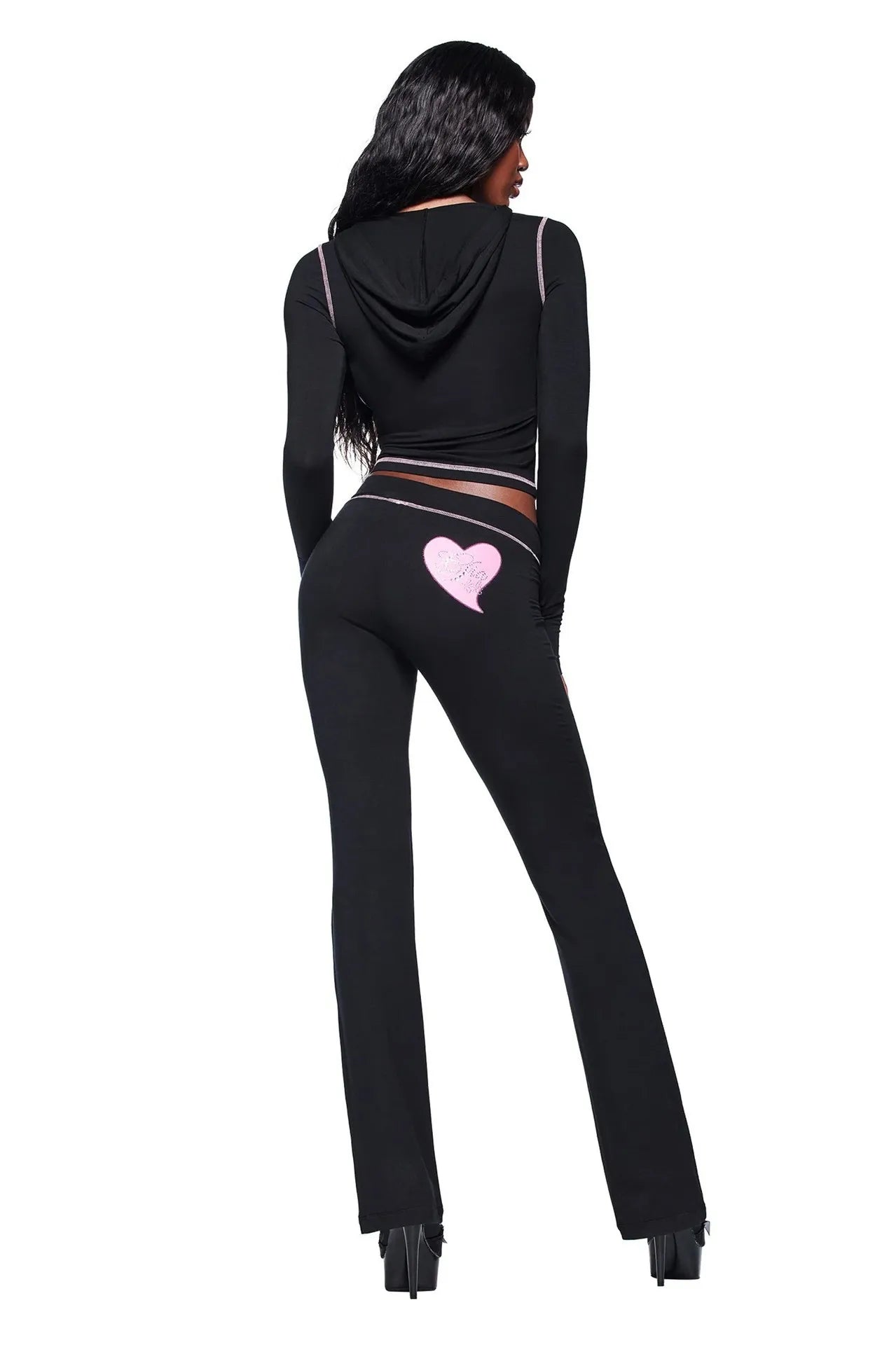 Blended Graphic Print Zip Front Two-Piece Yoga Set