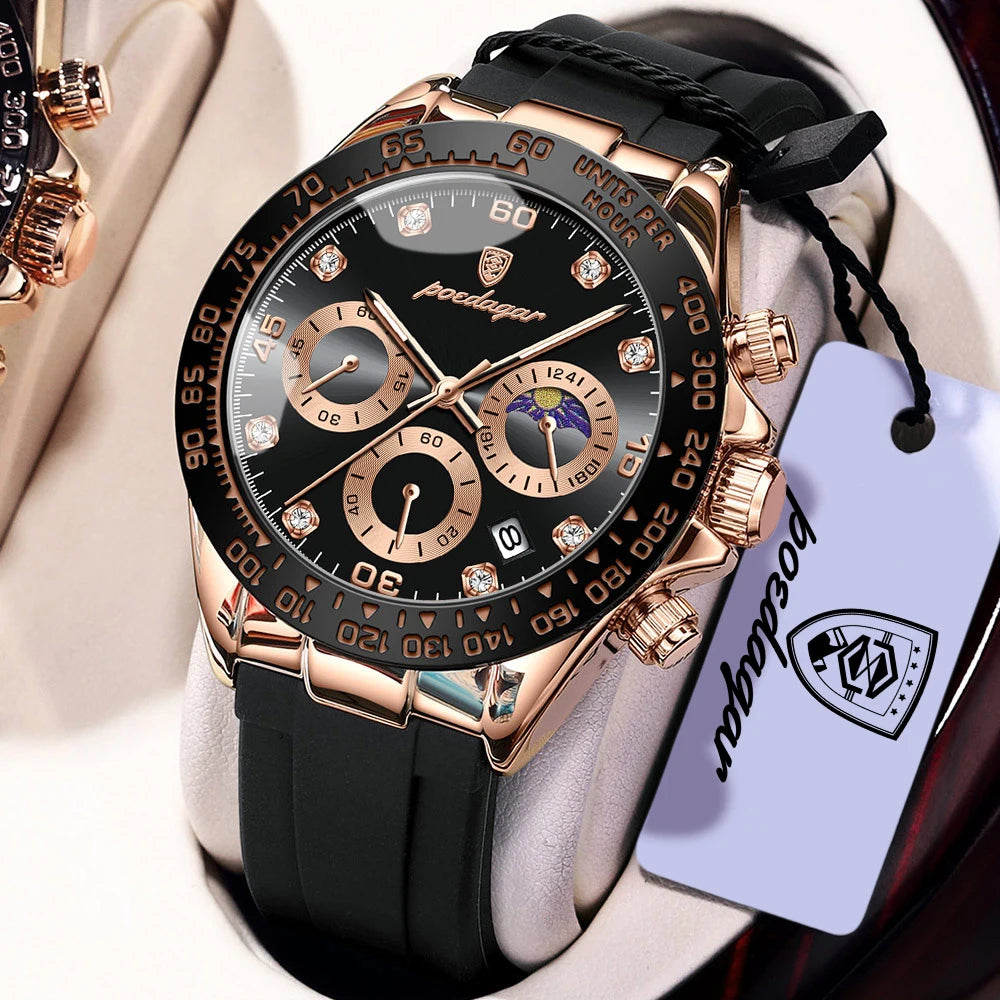 POEDAGAR Military Chronograph Silicone Watch