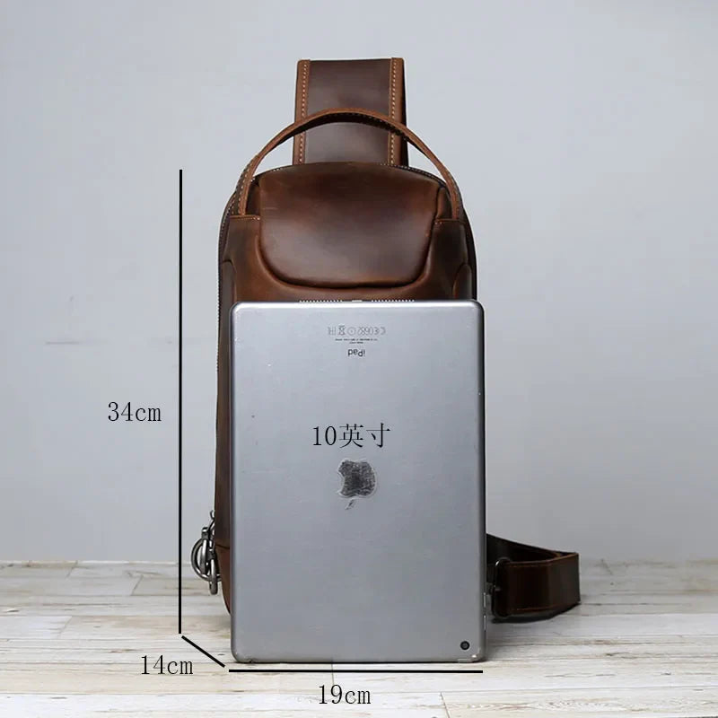 Men’s Retro Leather Crossbody Chest Bag