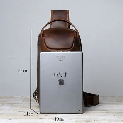 Men’s Retro Leather Crossbody Chest Bag