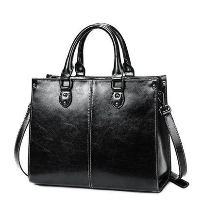 Genuine Leather Box Tote