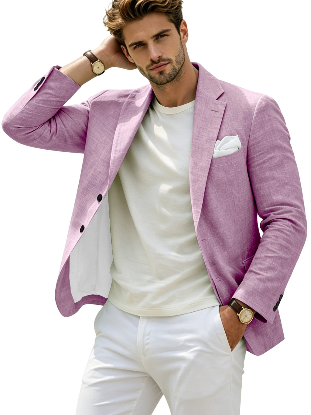 Linen Slim Single-Breasted Casual Blazer