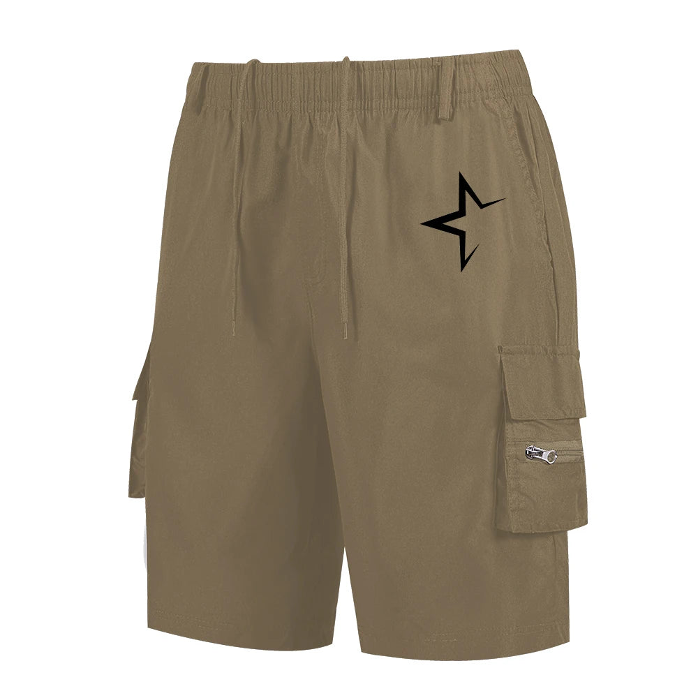 Quick-Dry Star Print Cargo Shorts