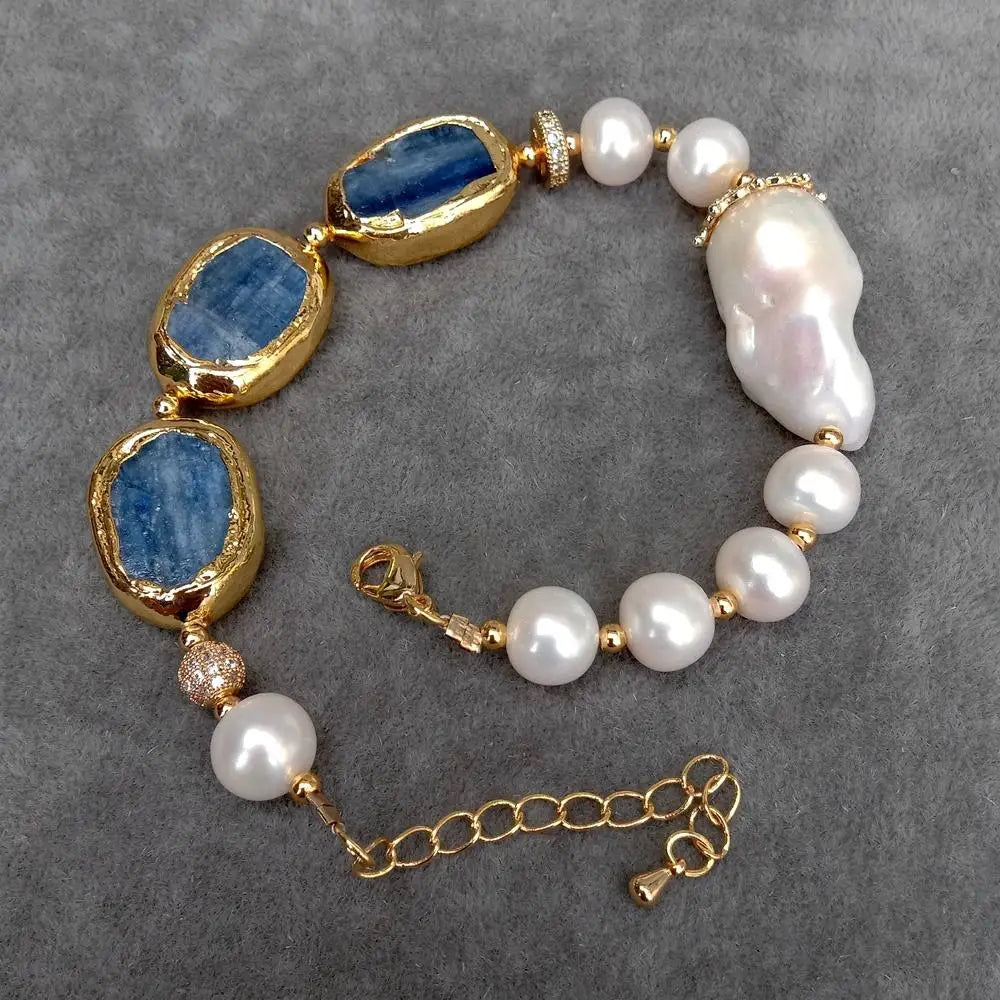 Pearl Kyanite Strand Bracelet