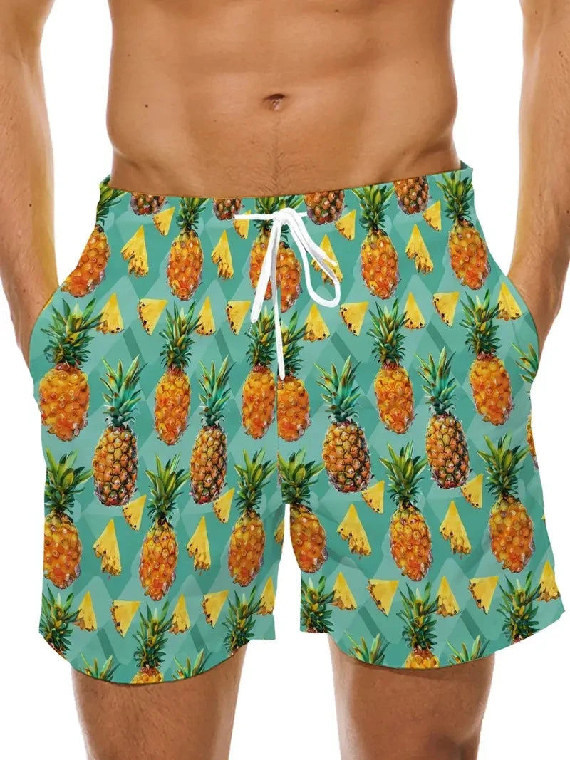 Pineapple 3D Print Swim Trunks