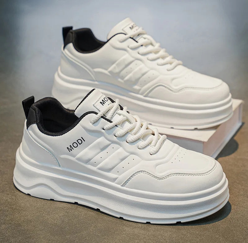 Summer White Platform Leather Sneakers