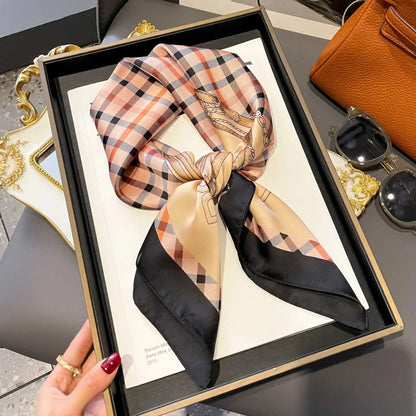 Luxury Silk Plaid Hijab Scarf