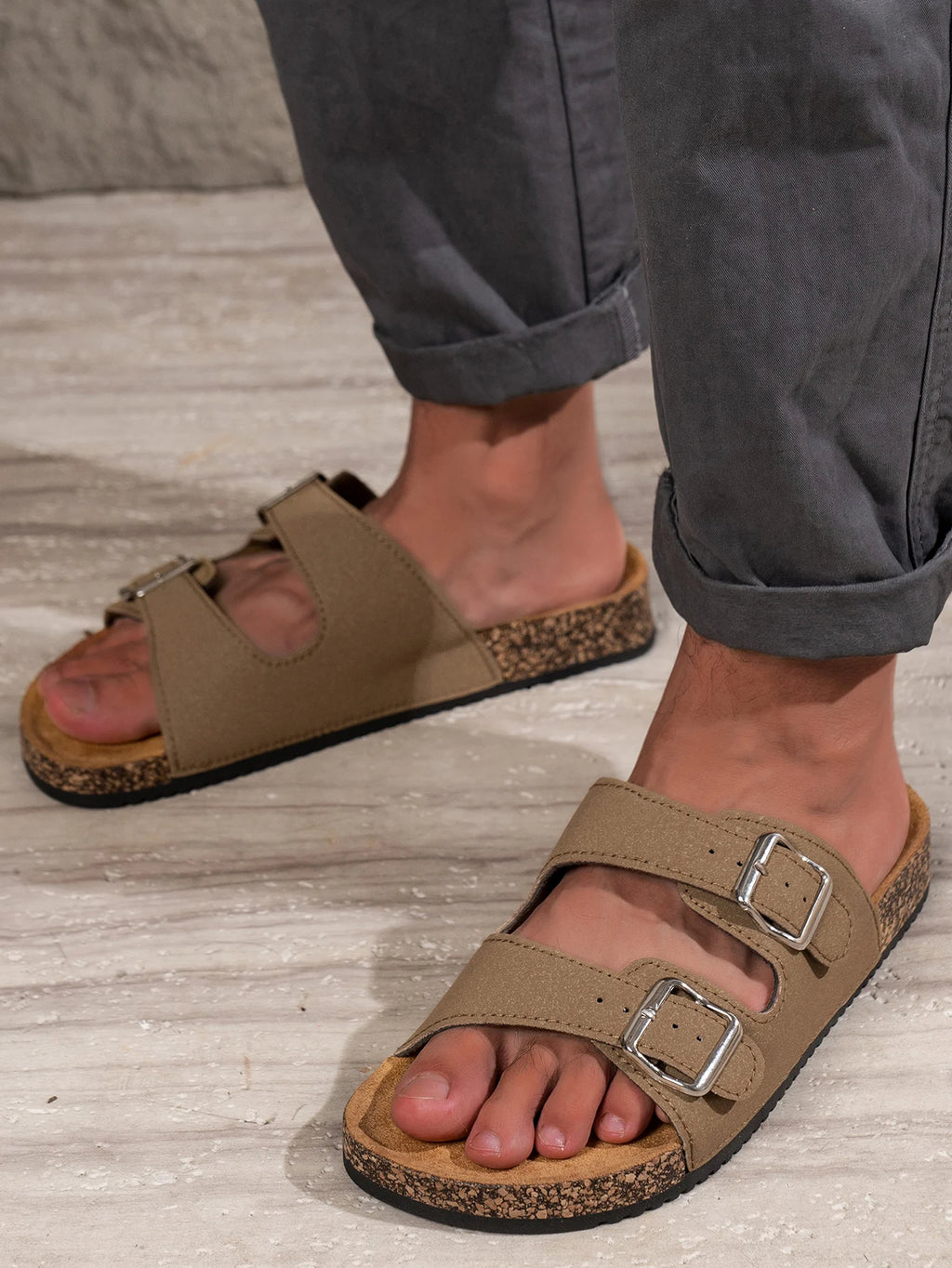 Adjustable Buckle Slip-On Mules