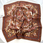 Lotus Print Satin Square Scarf