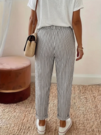 Striped Drawstring Baggy Trousers