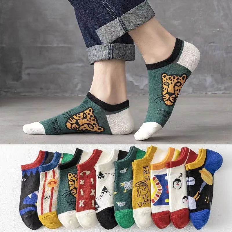 Casual Cartoon Ankle Socks – 10 Pairs