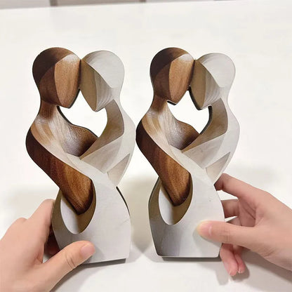 Modern Wooden Couple Statue
