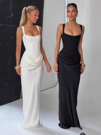 Backless Ruched Bandage Maxi Dress
