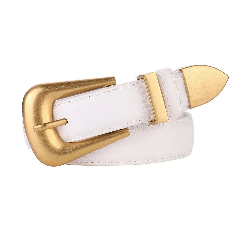 Burgundy Leather Belt with Gold Buckle