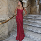 Black Satin Bandage Maxi Dress