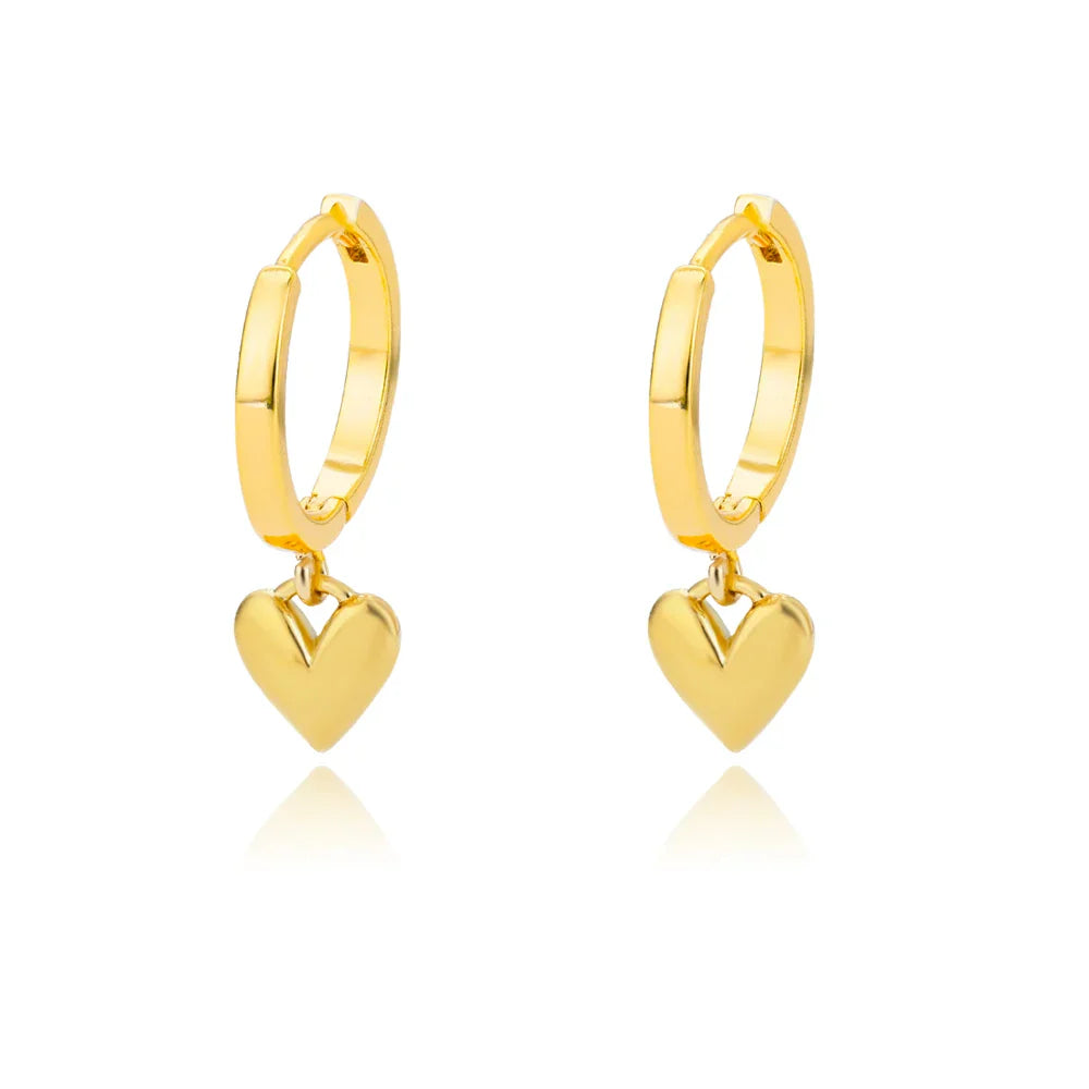 Hollow zircon heart earrings