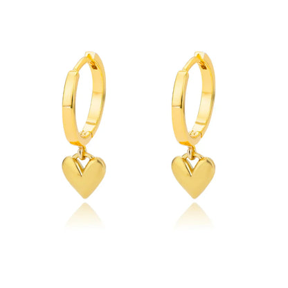 Hollow zircon heart earrings