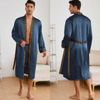 Ice Silk Pajamas 2Pcs Bathrobe