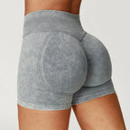 Sand-Washed High-Waist Yoga Shorts